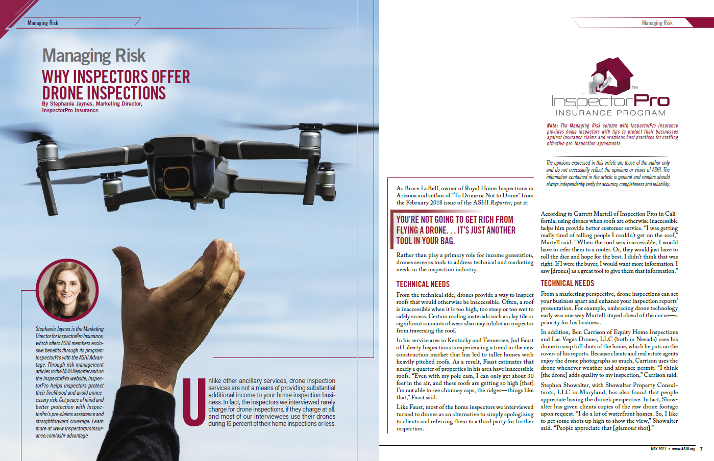 Picture of drone inspection article in magazine