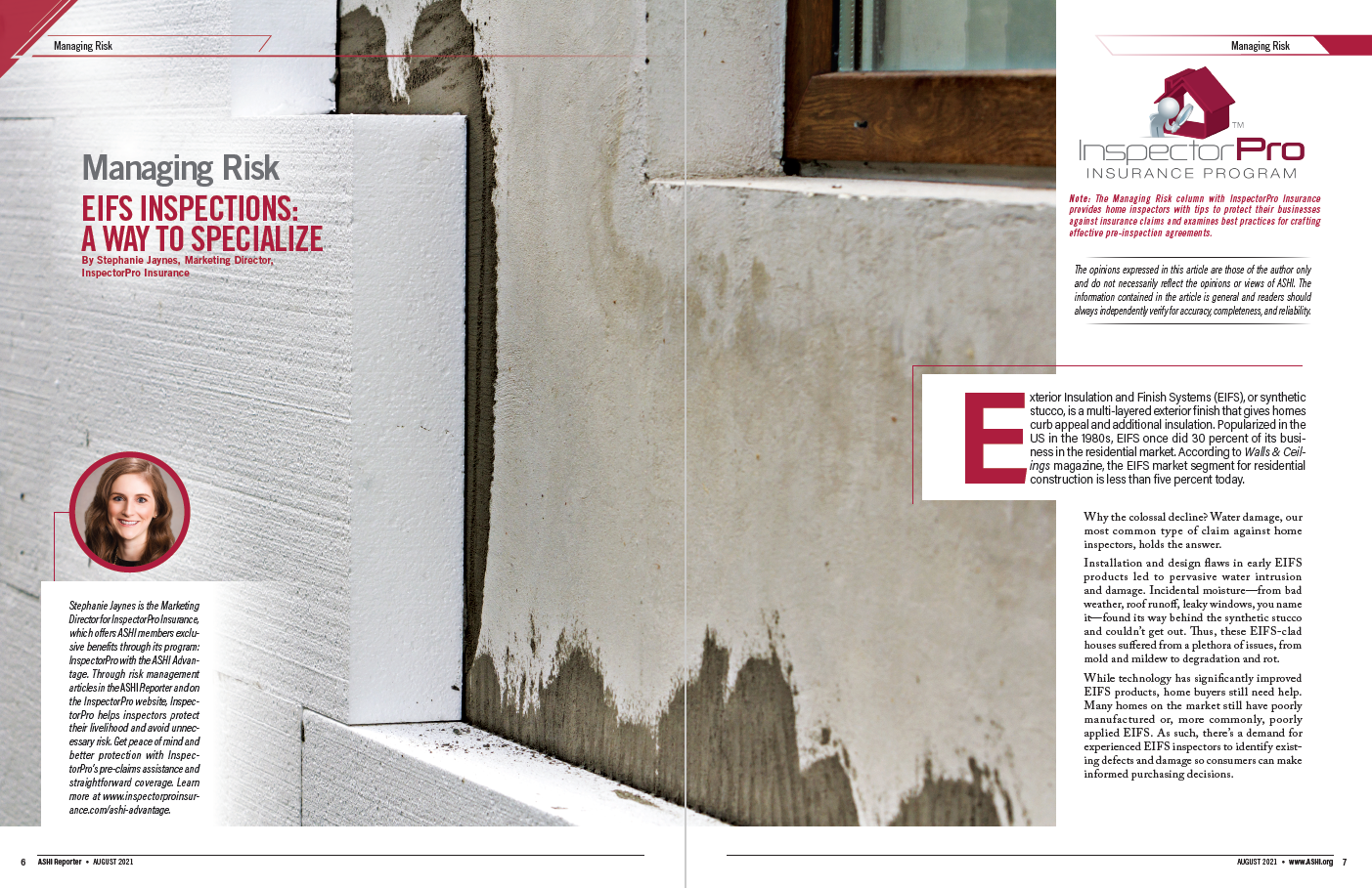 Picture of EIFS inspection article in a magazine