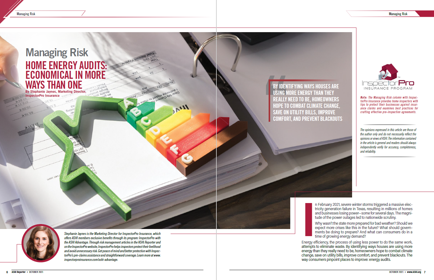 Picture of energy audit inspection article in a magazine