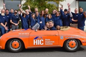 Preston Sandlin - Home Inspection Carolina Team Photo in orange convertible