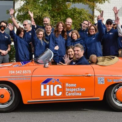 Preston Sandlin - Home Inspection Carolina Team Photo in orange convertible