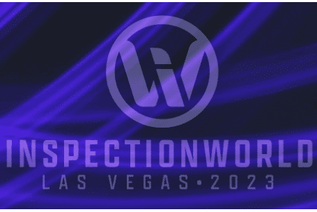 InspectionWorld 2023 logo, light purple text against dark purple background with lighter highlights