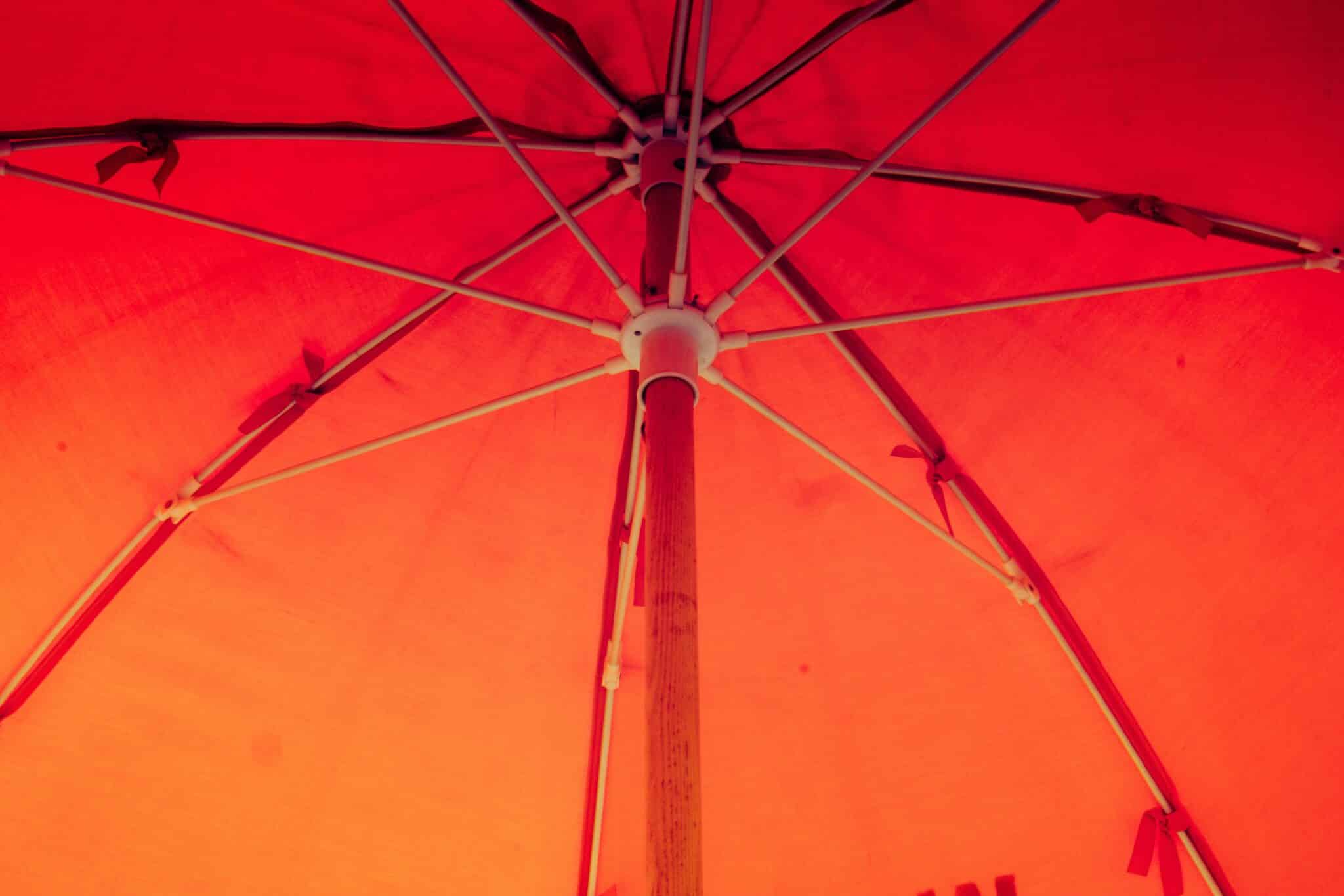 inside of red umbrella