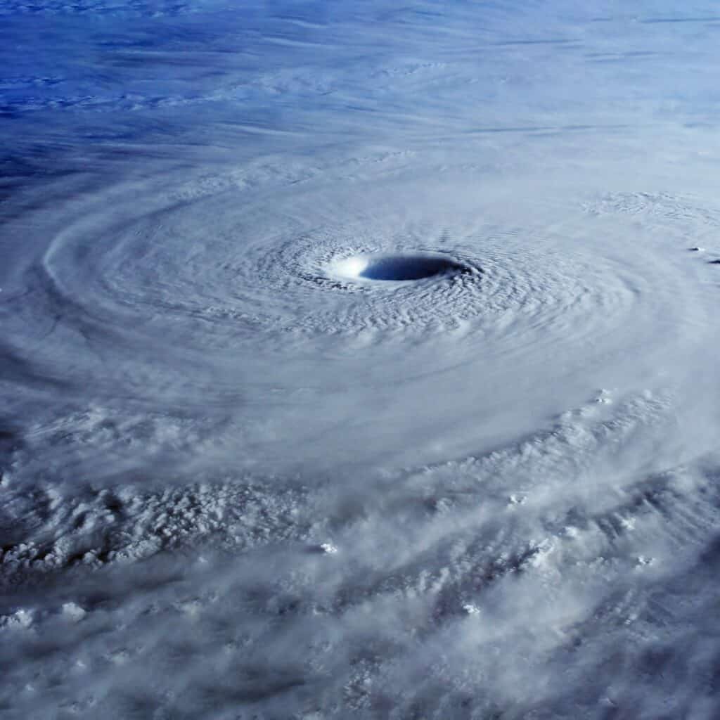 View of a hurricane's surface from space. 