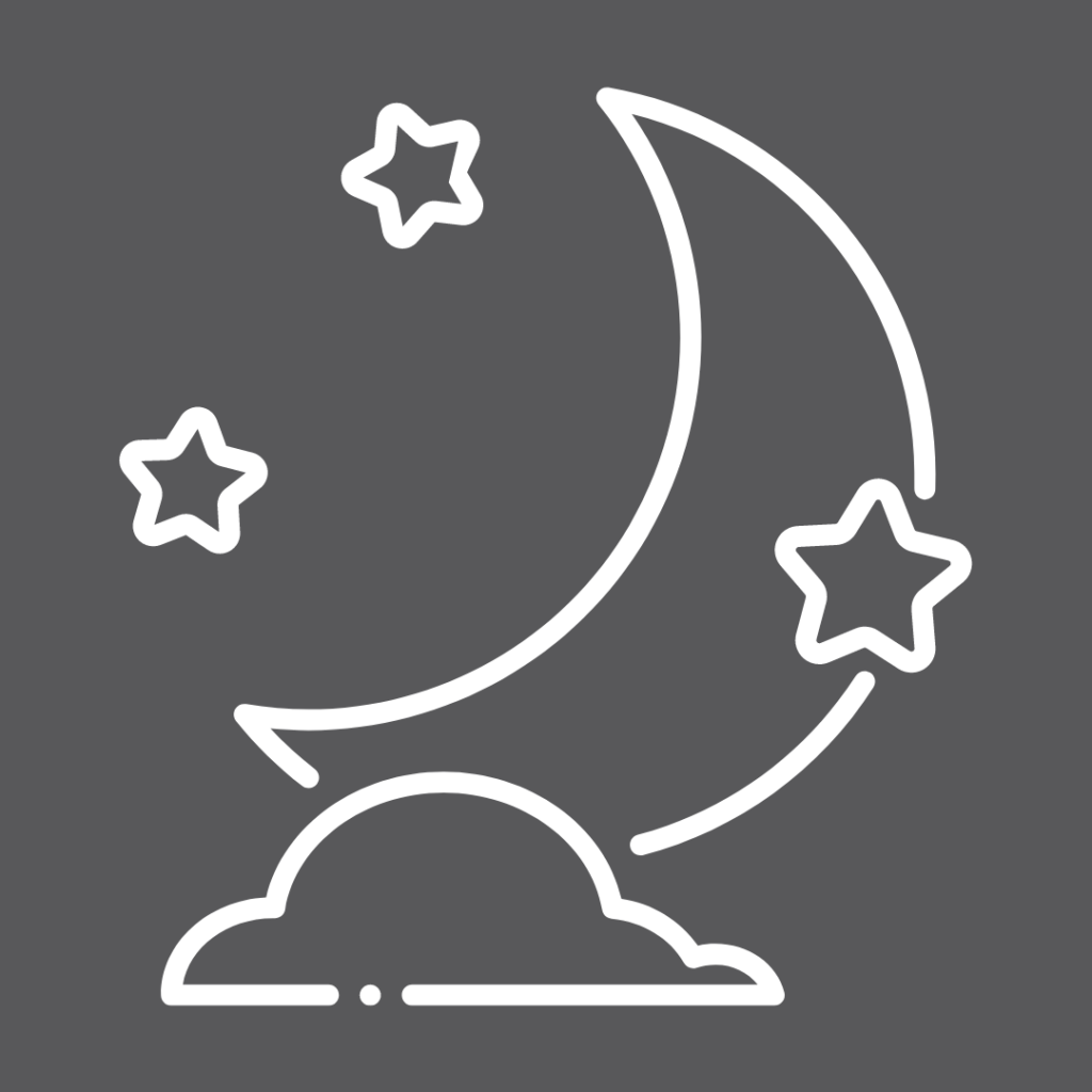 Grey background with white moon and stars icon