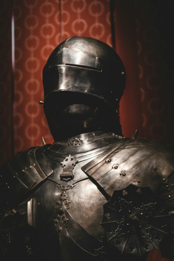 Medieval suit of armor, used to represent the insurance facts about how specialized defense tactics help prevent settlements.